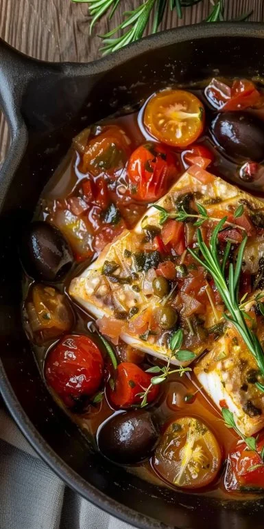 Bacalao a la Provenzal con Tomates Cherry y Aceitunas