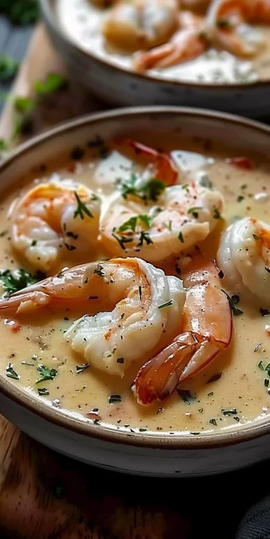 Bisque cremosa de mariscos