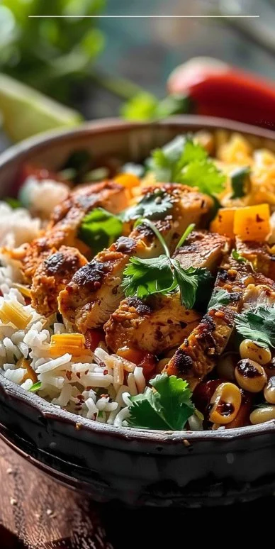 Bol de pollo frijoles cubanos