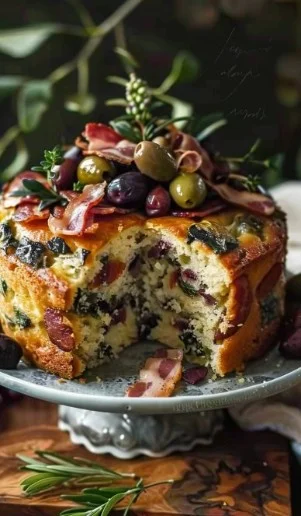 Cake de aceitunas y bacon