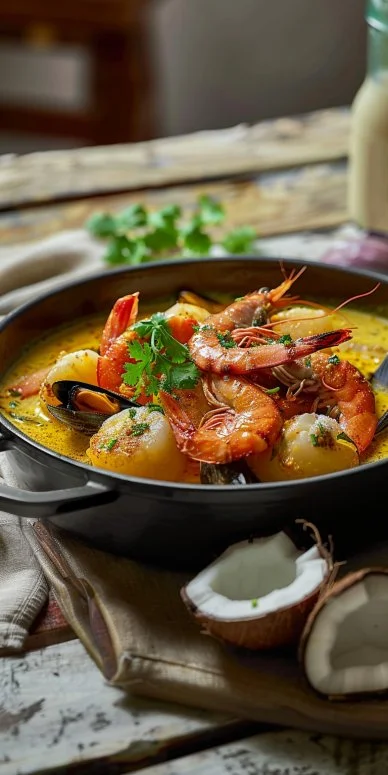 Cazuela de Mariscos con Leche de Coco y Achiote