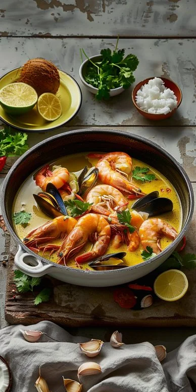 Cazuela de Mariscos con Leche de Coco y Achiote