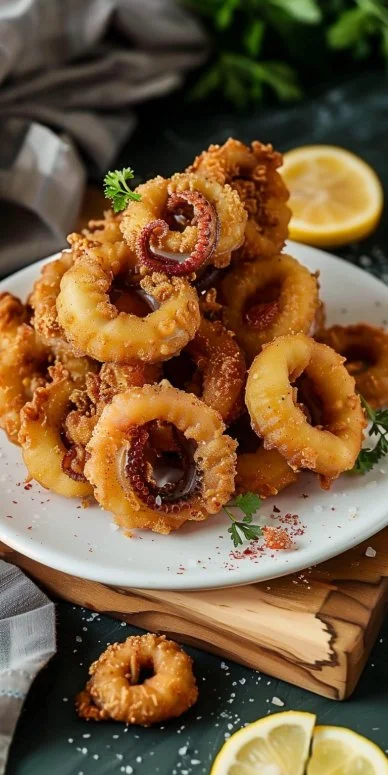 Chocos Fritos al estilo de Huelva en un plato gourmet