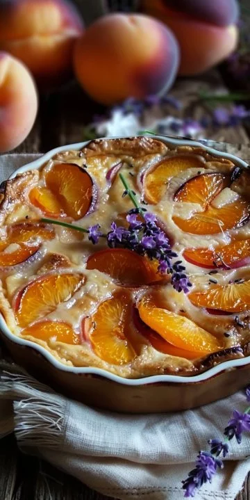 Clafoutis de albaricoques y lavanda