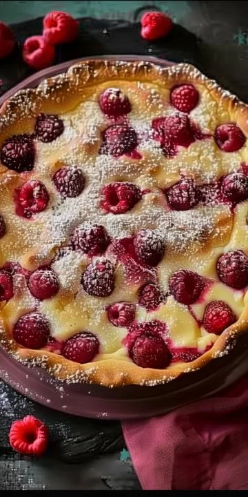 Clafoutis de frambuesas fresco y delicioso preparado por Christophe Felder