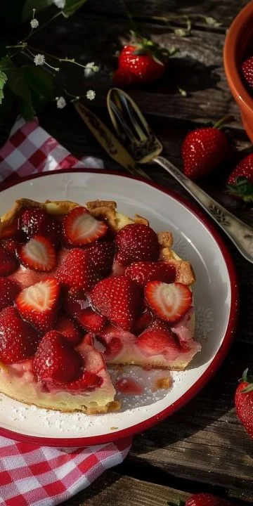 Delicioso clafoutis de fresas, un postre francés lleno de sabor
