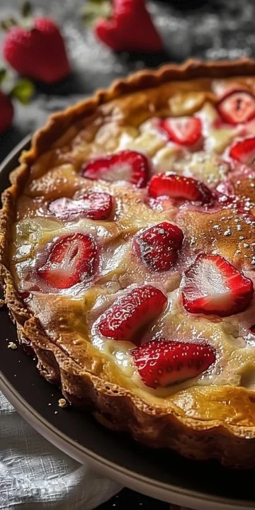Clafoutis de ruibarbo y fresas