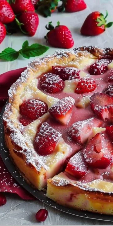 Clafoutis ligero de fresas, un postre delicioso y jugoso