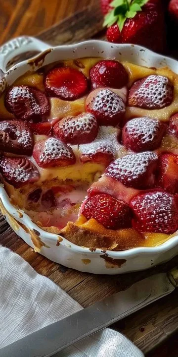 Clafoutis ligero de fresas