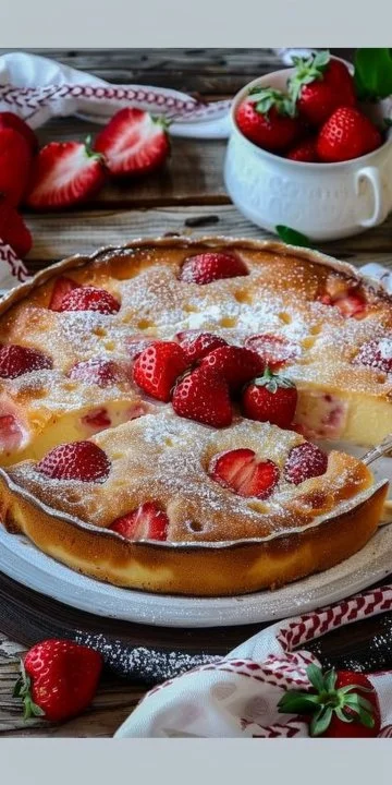 Clafoutis ligero de fresas