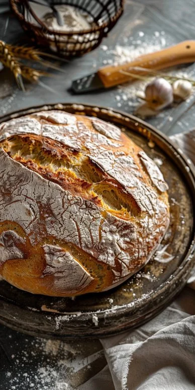 Imagen de un pan casero recién horneado y dorado