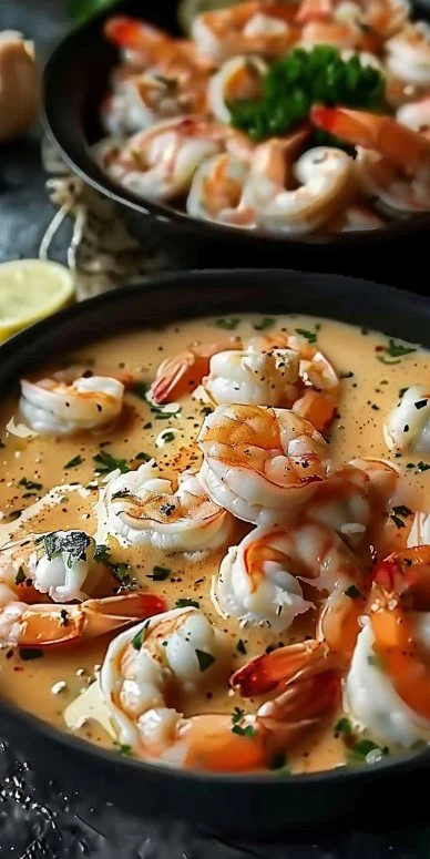 Plato de Crema Mariscos servido en un tazón con ingredientes frescos