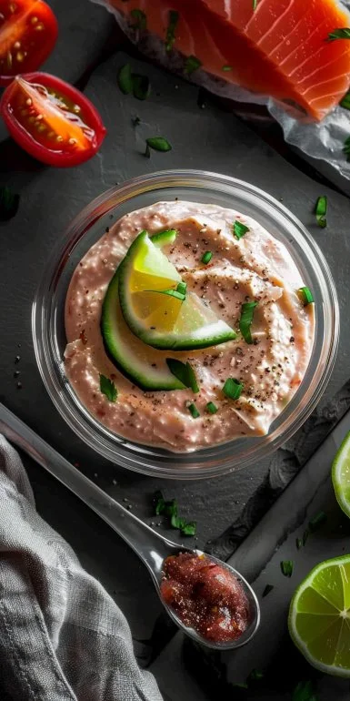Delicious tuna cream spread served with crackers