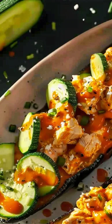 Disfrute de Pollo Buffalo con Calabacín