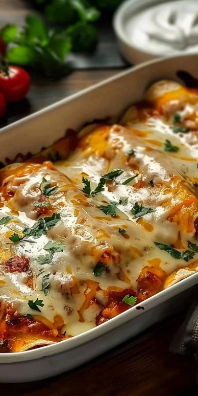 Enchiladas Pollo Crema Queso