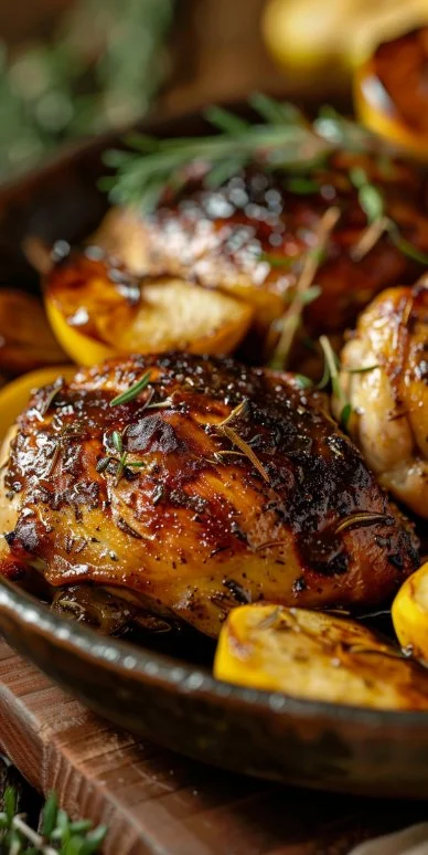 Fácil pollo con manzana y salvia