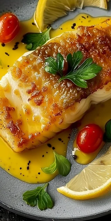 Filete de Pescado con Salsa de Mostaza y Limón