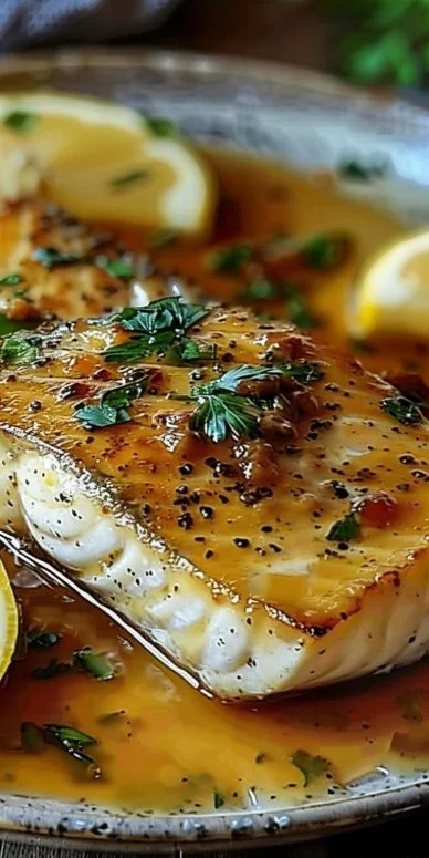 Filete de pescado con salsa de mostaza y limón, una receta deliciosa y fácil.
