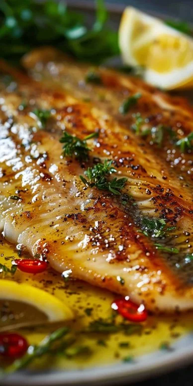 Filete de Tilapia Dorada Sellado Con Mantequilla Derretida