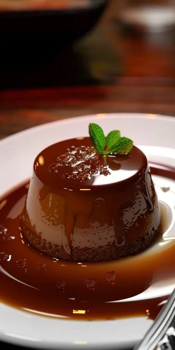 Flan de chocolate con caramelo salado
