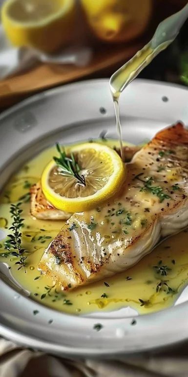 Delicious Lemon Sauce served with grilled fish for a refreshing touch