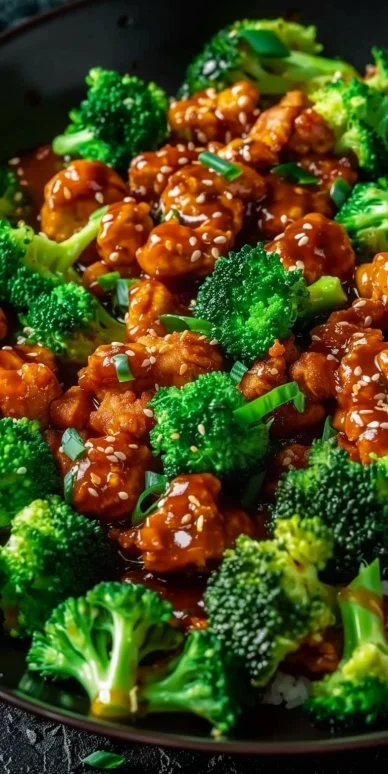 Jugoso teriyaki pollo brócoli