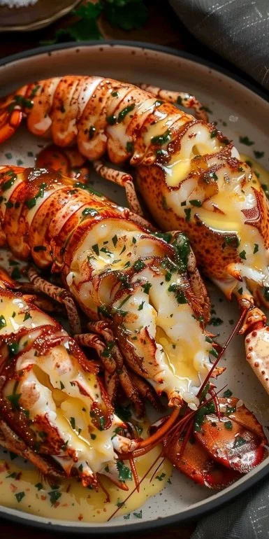 Langostas en salsa de ajo y mantequilla, un plato delicioso y gourmet.