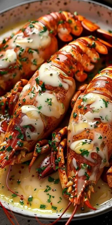 Langostas en salsa de ajo y mantequilla