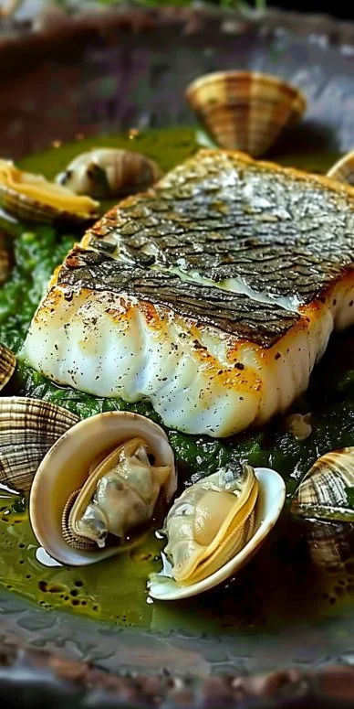 Merluza en salsa verde con almejas