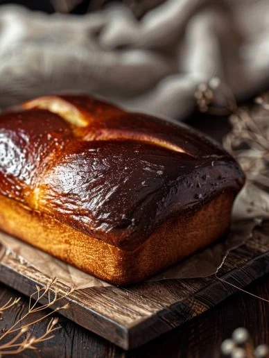 Pan de Leche Danés recién horneado con textura esponjosa y dorada.