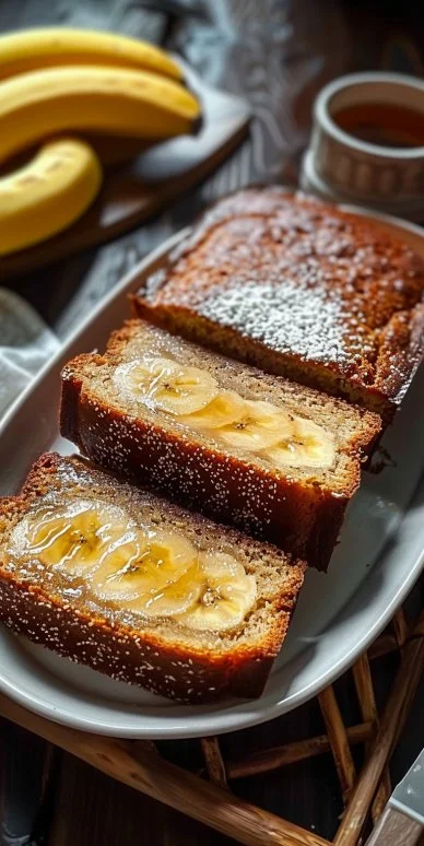 Pan de Plátano recién horneado y decorado