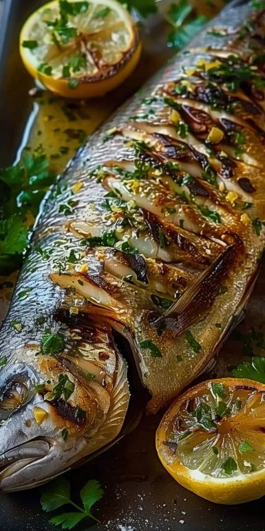 Pescado a la Parrilla con Salsa de Limón y Ajo Fresco