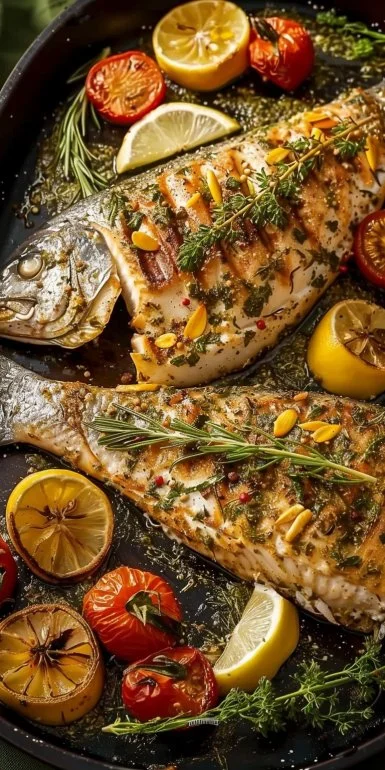 Pescado al horno con hierbas