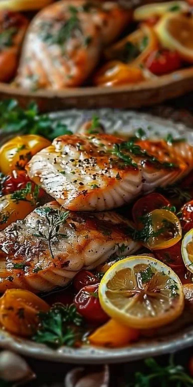 Pescado al horno mediterráneo