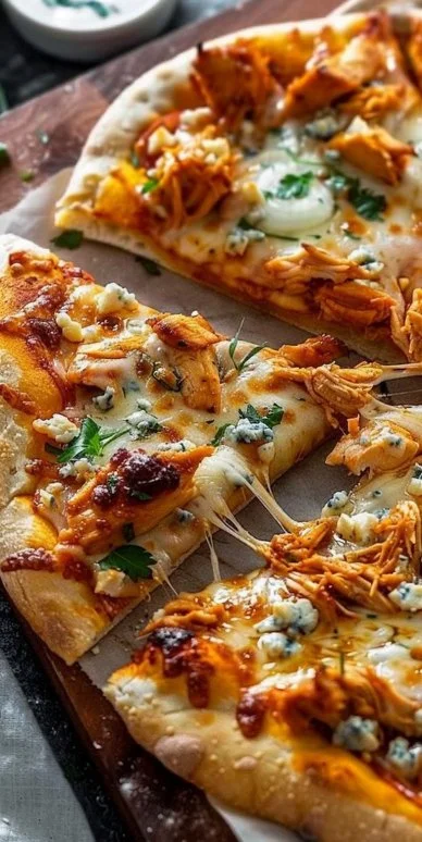 Pizza de Pollo Buffalo con Queso Azul