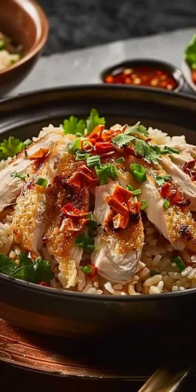 Pollo arroz estilo Hainan