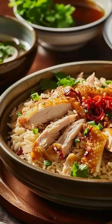 Pollo arroz estilo Hainan