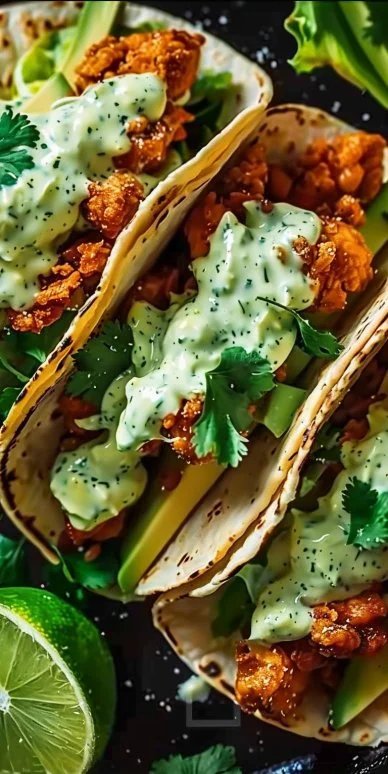 Pollo Crujiente Tacos Aguacate Ranch