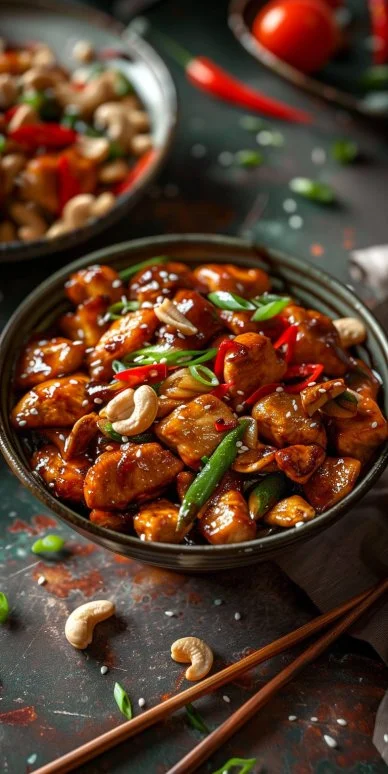 Pollo dragón anacardos salteado