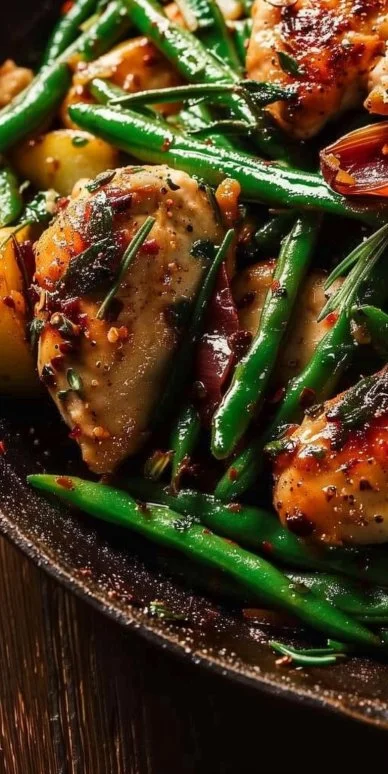 Pollo fácil con judías verdes