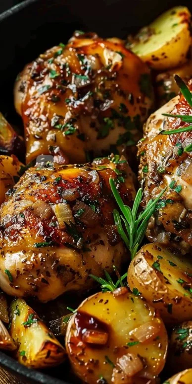 Pollo mantequilla ajo patatas