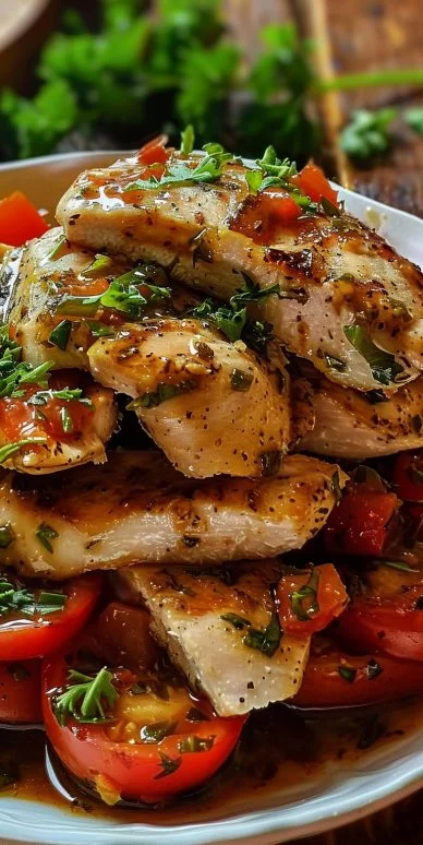 Pollo mantequilla ajo tomate