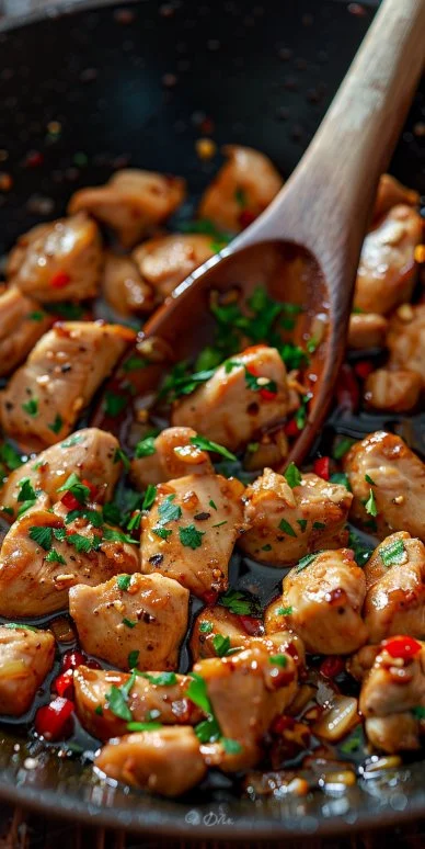 Pollo miel ajo sartén