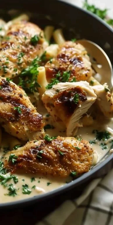 Pollo parmesano ajo cremoso