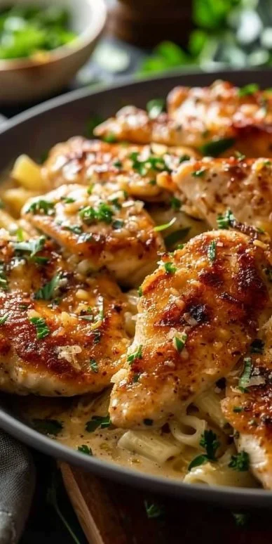 Pollo parmesano cremoso de ajo