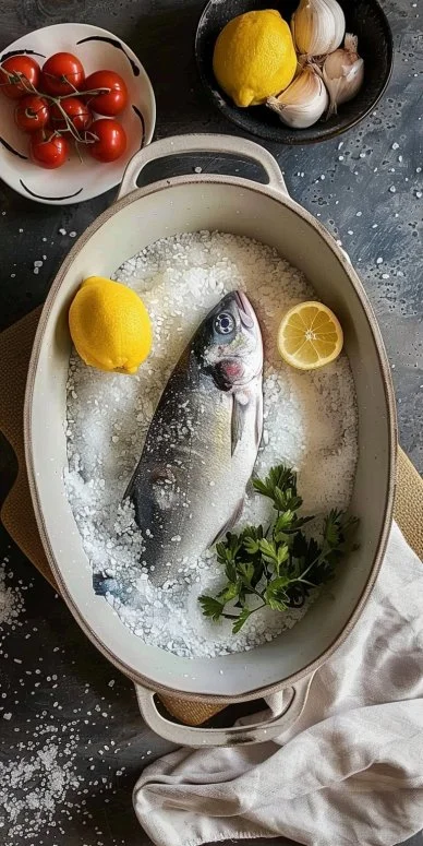 Receta de pescado a la sal con ingredientes frescos y sabor intenso