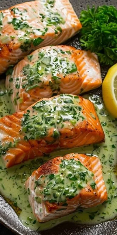 Receta de salmón en salsa de cilantro