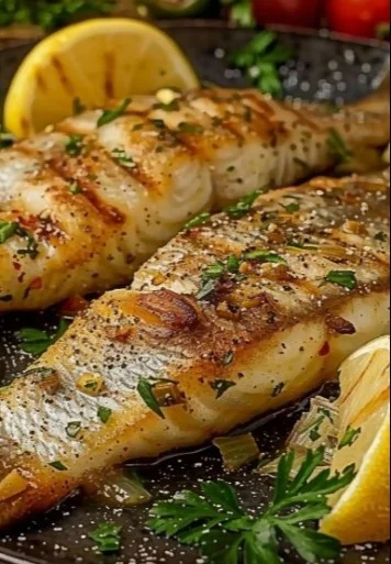 Plato de Tilapia al Ajillo servido en un plato blanco con garnición