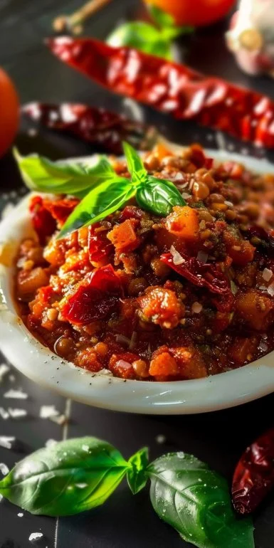 Red pesto sauce with sun-dried tomatoes