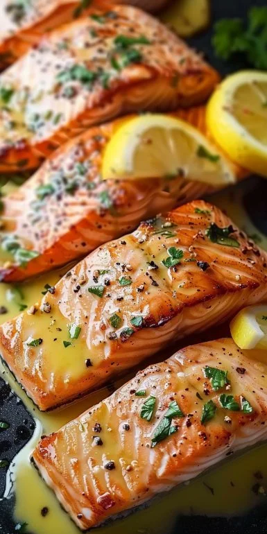 Salmón ajo mantequilla limón